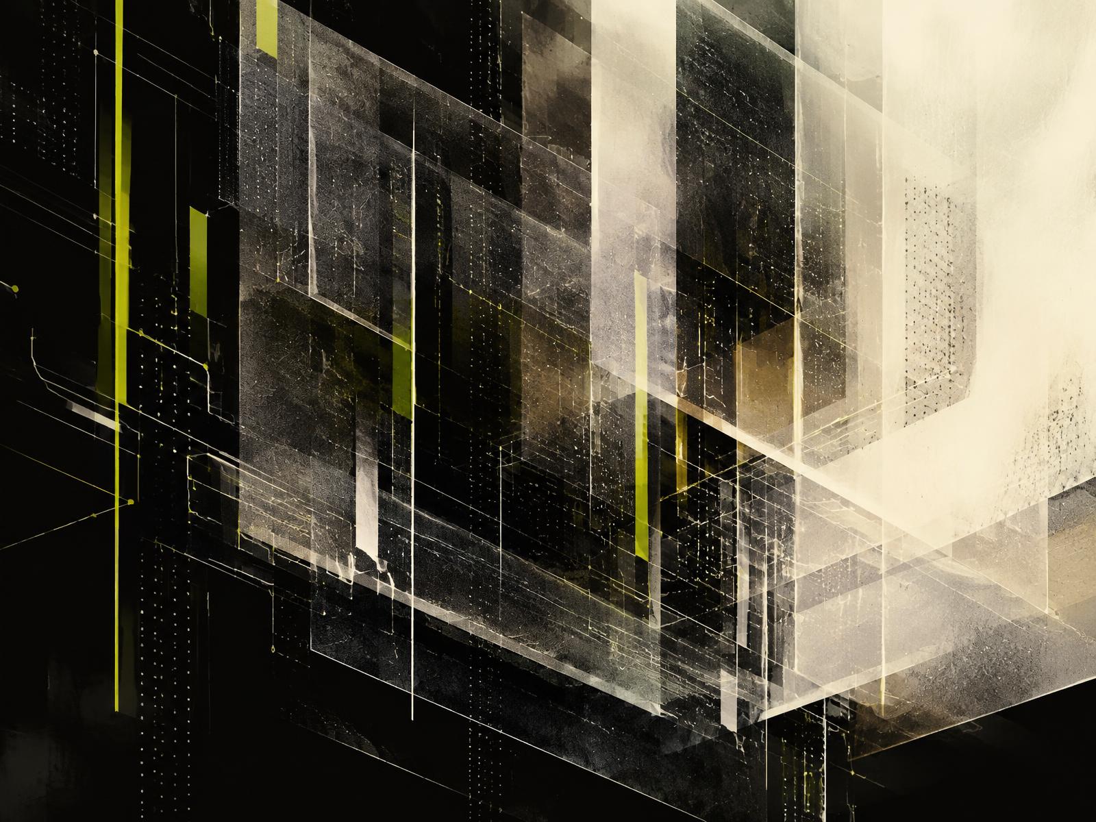 Abstract visualization of interconnected digital system layers