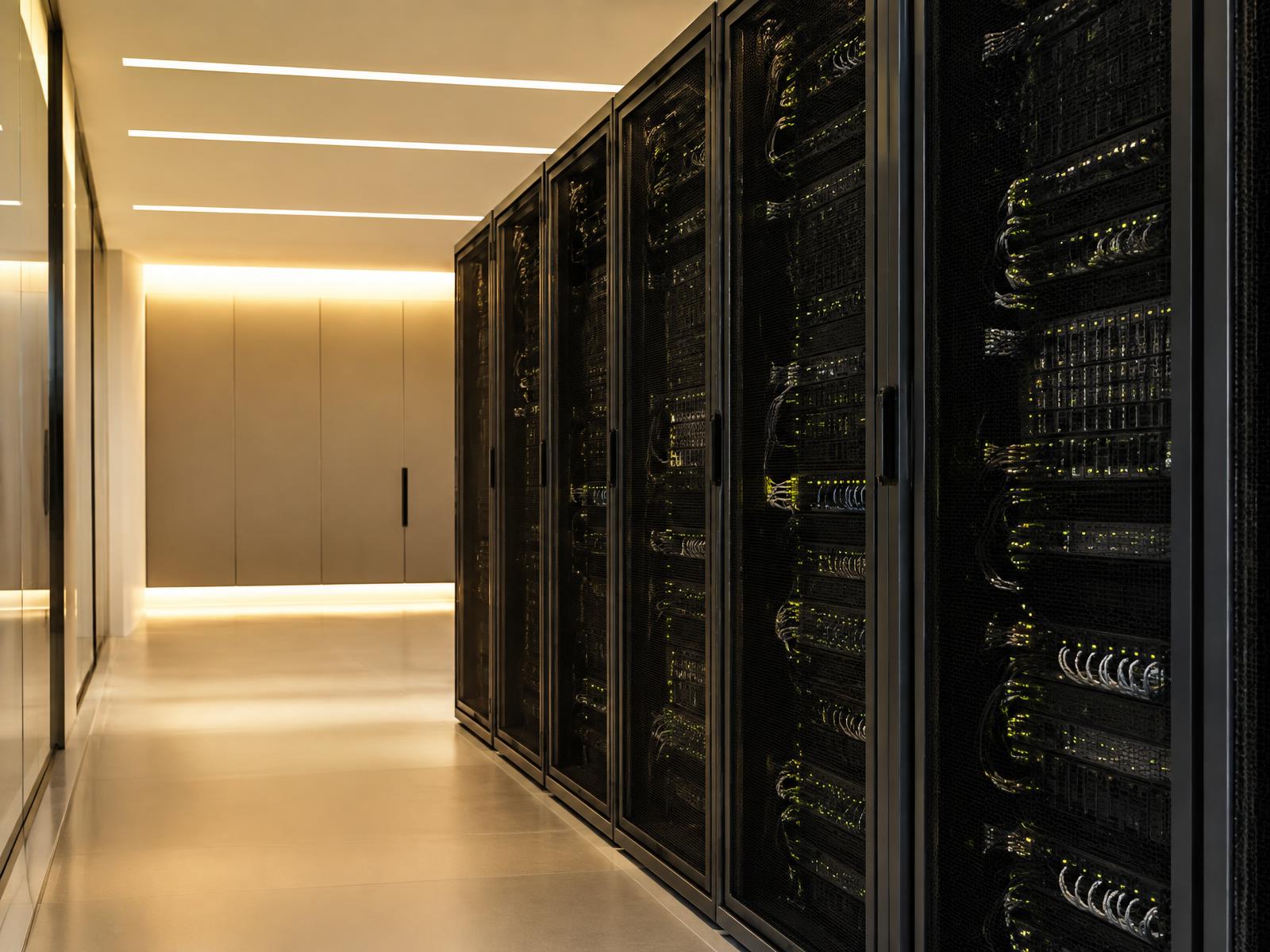 Modern server racks supporting cloud infrastructure
